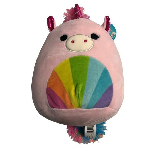 Squishmallows Kellytoy 2021 Stuffed Plush 8 Inch Amor the Pink Rainbow Unicorn - Picture 1 of 5